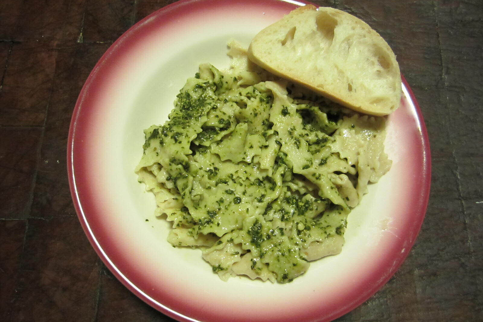 A plate of homemade fettuccine with pesto