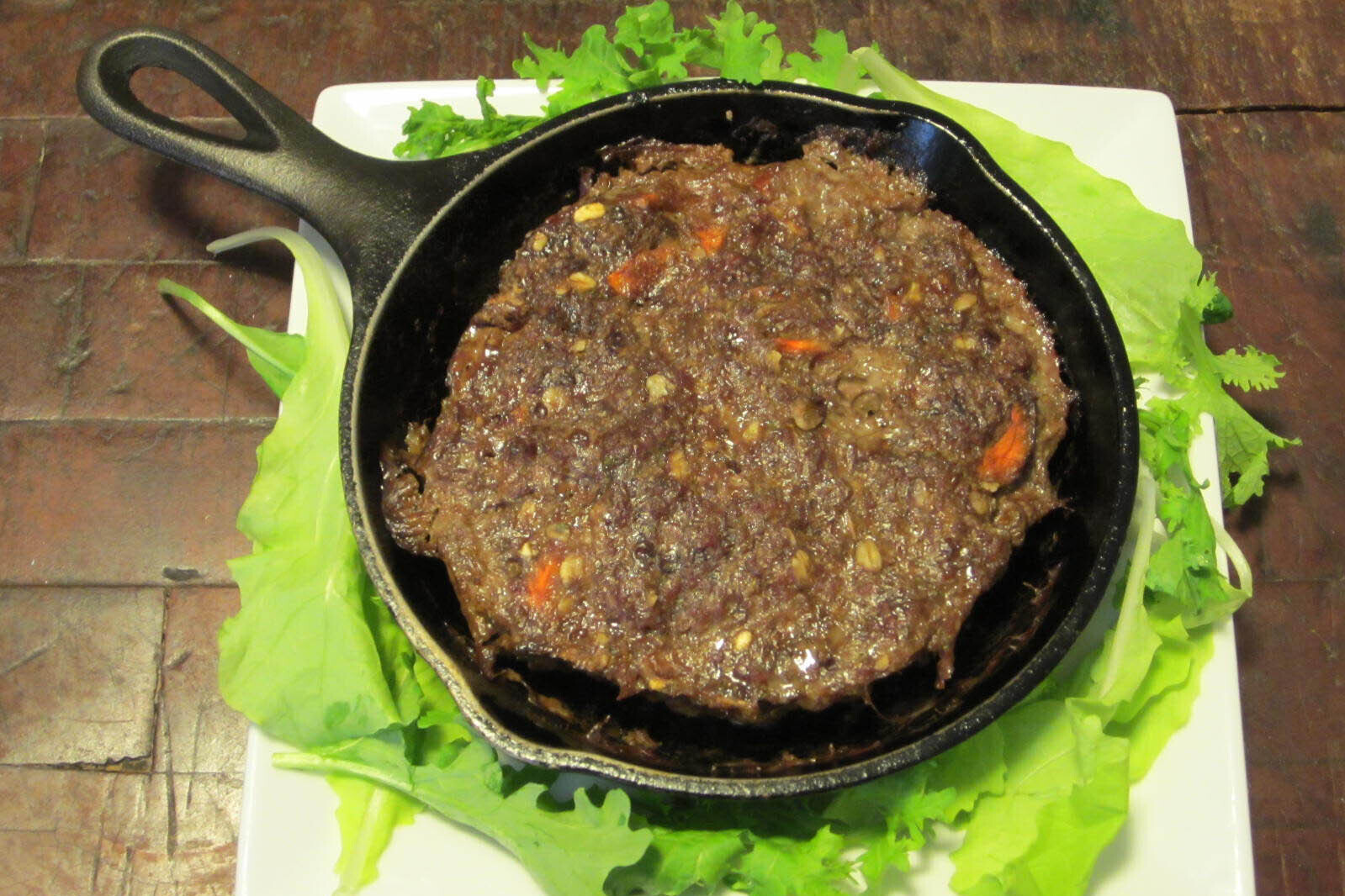 Meatloaf in a cast iron pan