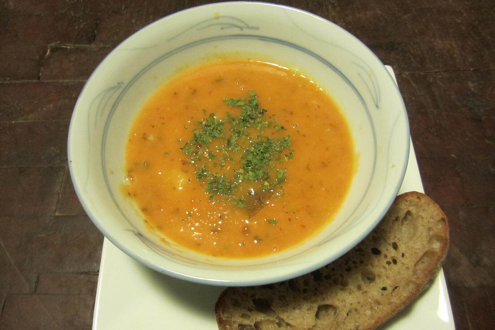Bowl of carrot potato soup