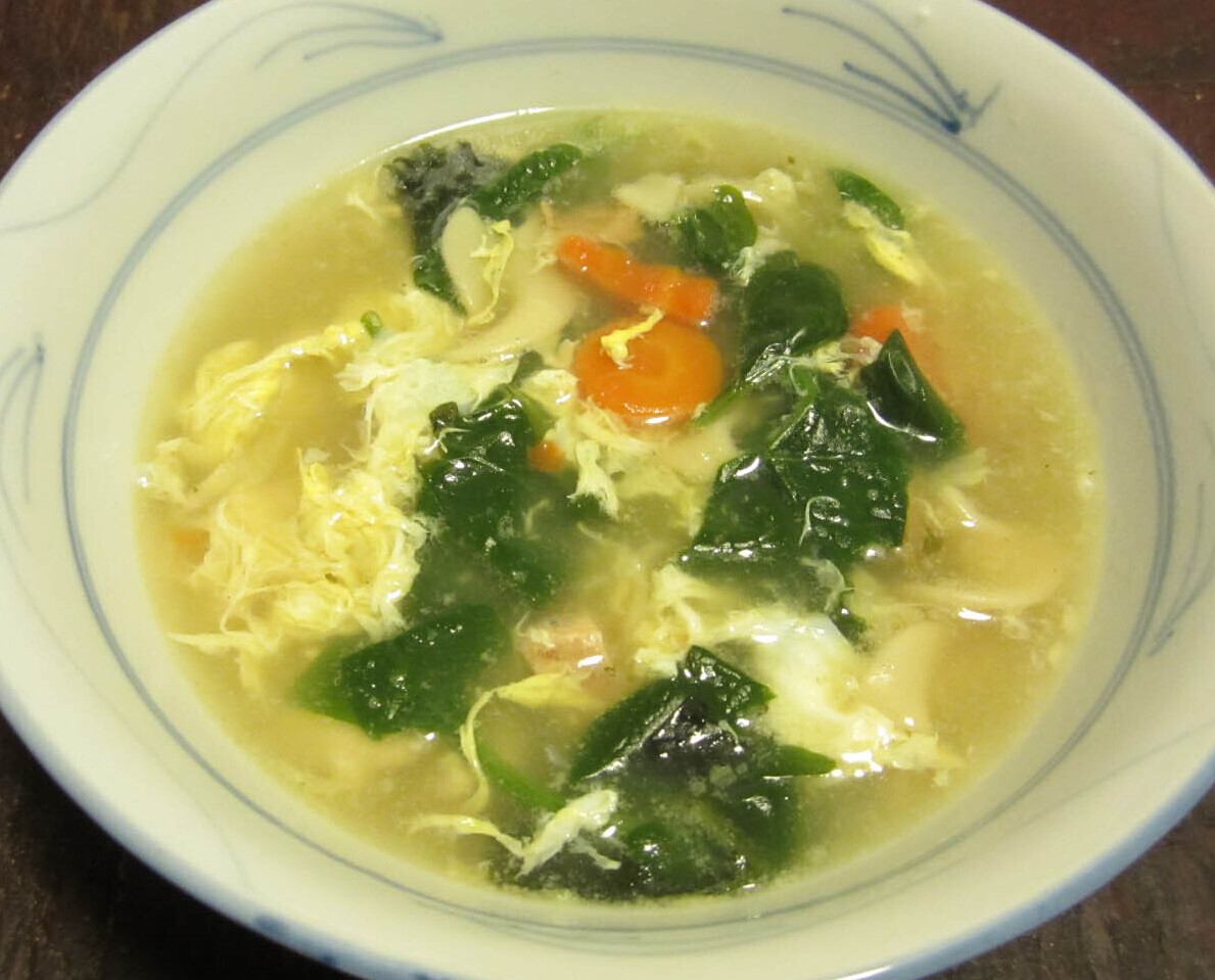 Bowl of chicken egg drop soup