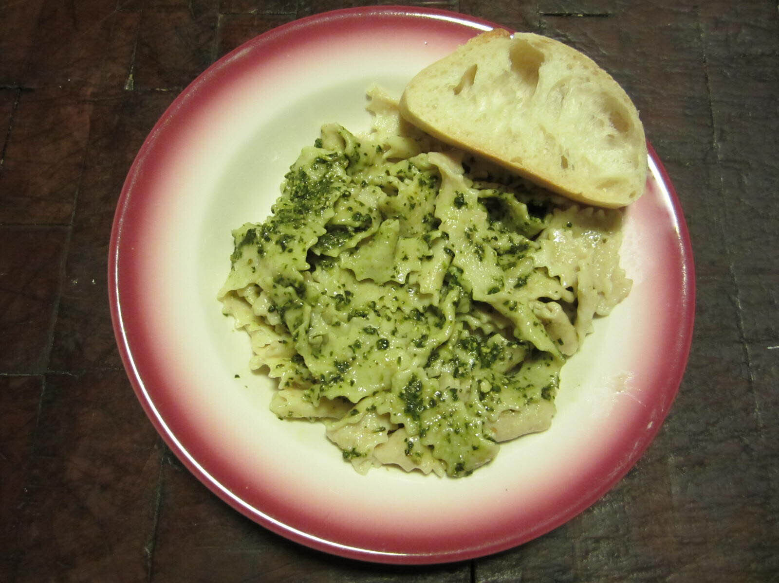 A plate of homemade fettuccine with pesto