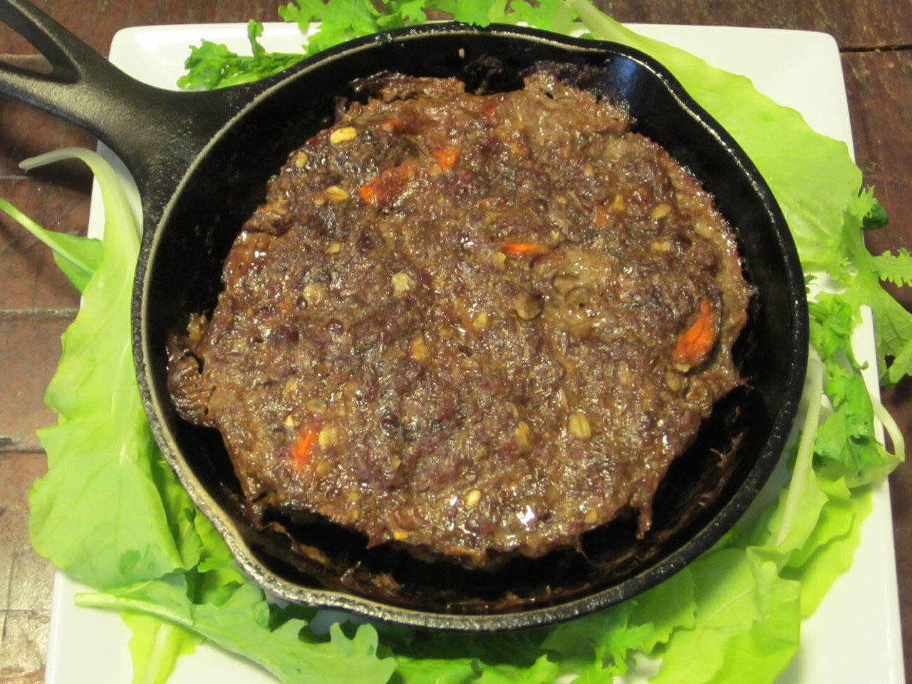 Meatloaf in a cast iron pan
